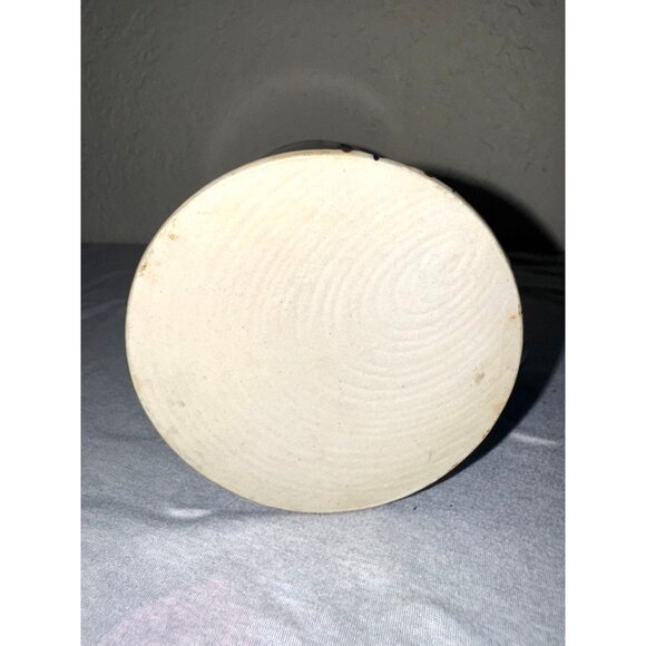 Handmade Ceramic Mug With Blue Wavy Stripes & Tan Accents - Picture 3 of 5